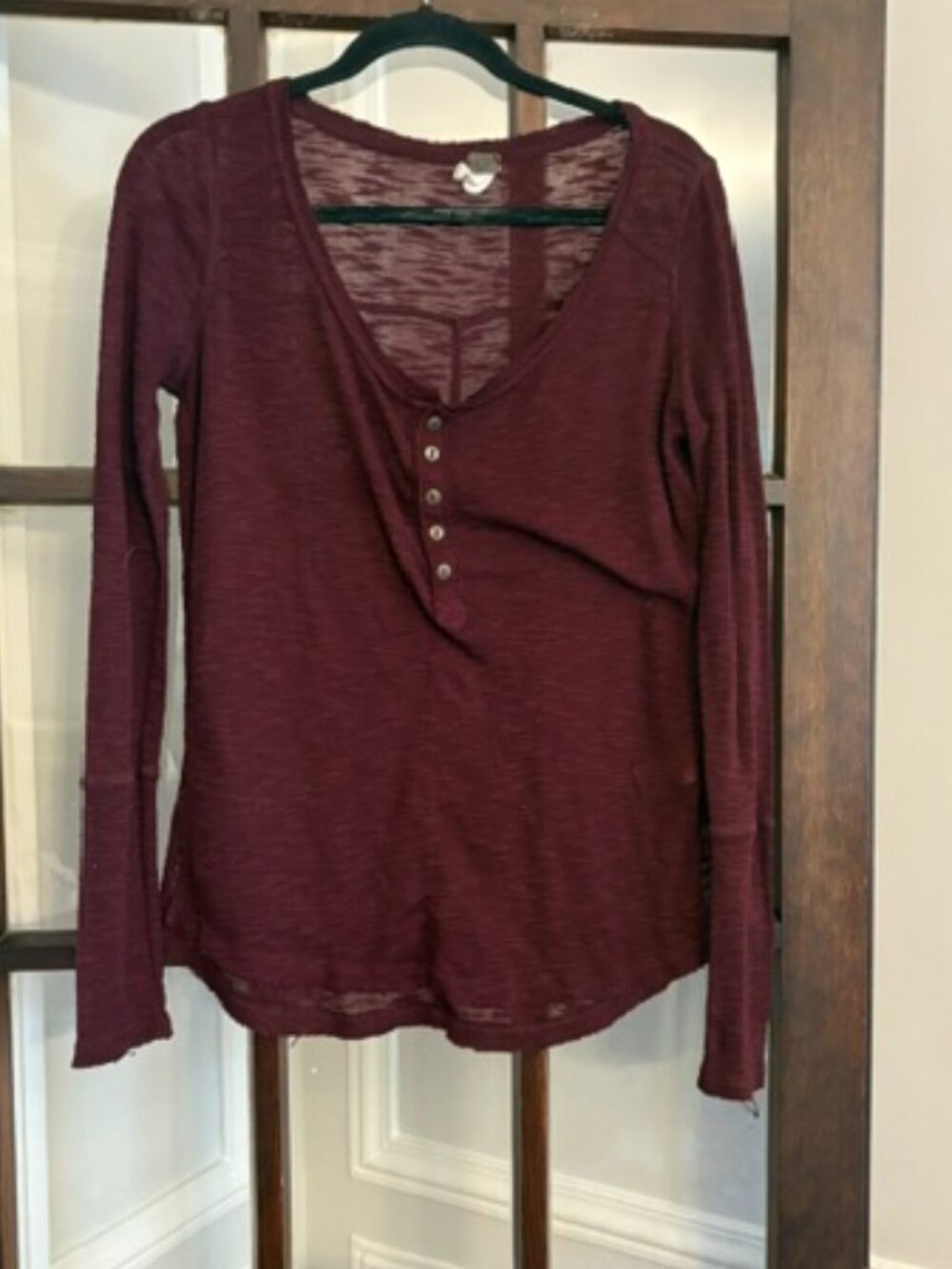 We the Free Maroon Long-Sleeved Tee, Size XS
